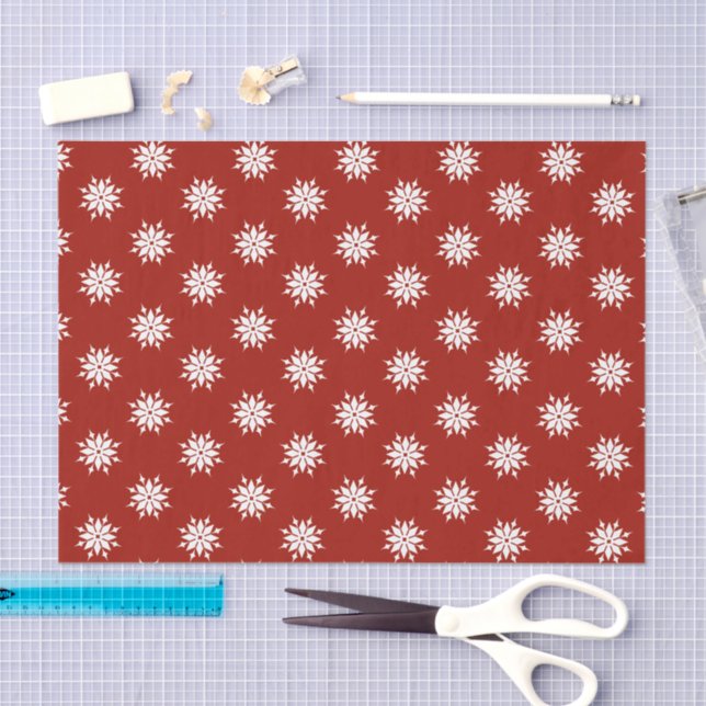 Christmas red and white with snowflakes tissue paper (Craft)