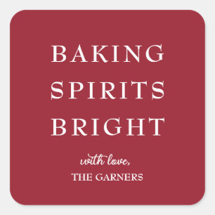 Christmas Red Baking Spirits Square Sticker