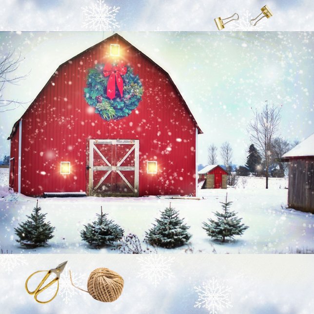 Christmas Red Barn Tissue Paper (Creator Uploaded)
