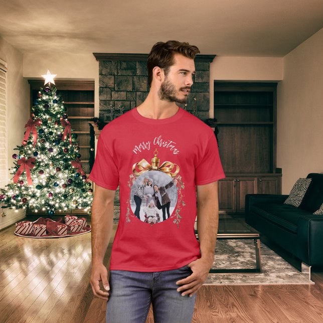 Christmas red bauble family photo T-Shirt (Creator Uploaded)