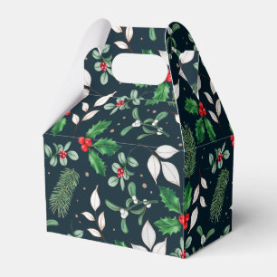 Christmas Red Berries and Green Leaves Favour Box