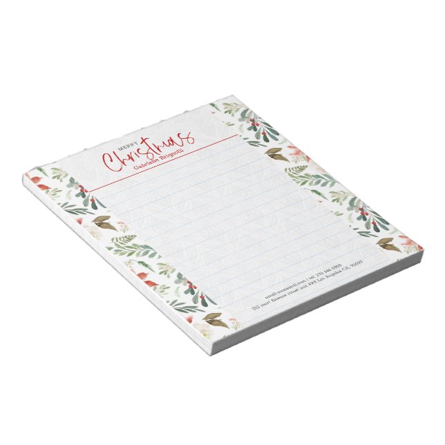 Christmas red berries and green winter foliage notepad (Angled)
