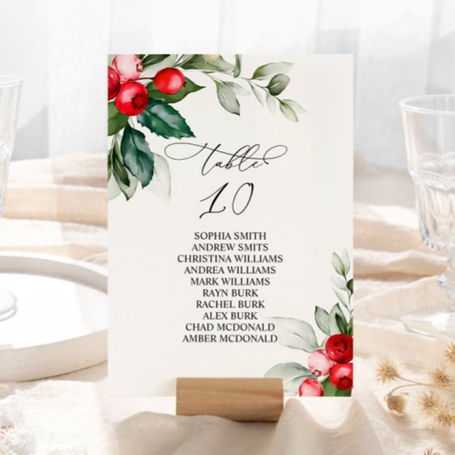 Christmas Red Berries & Greenery  Table Number 10  (Creator Uploaded)