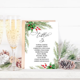 Christmas Red Berries Table Number 3 Seating Chart