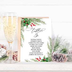 Christmas Red Berries Table Number 5 Seating Chart