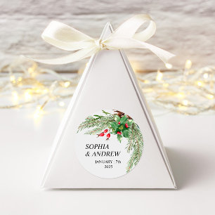 Christmas Red Berries Wedding Cercle Sticker