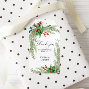 Christmas Red Berries Wedding Gift Tag