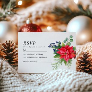 Christmas Red Berries Wedding RSVP
