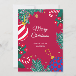 Christmas Red Berry Wreath Invitation