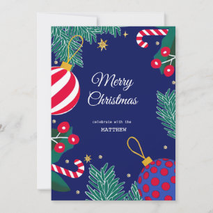 Christmas Red Berry Wreath Invitation