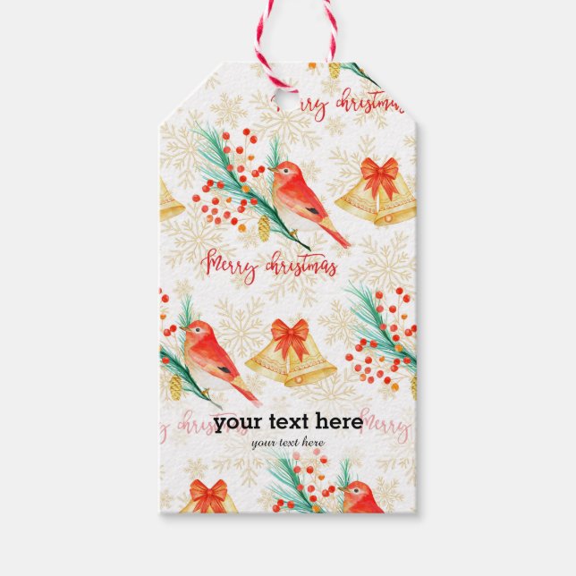 Christmas red birds gift tags (Front)