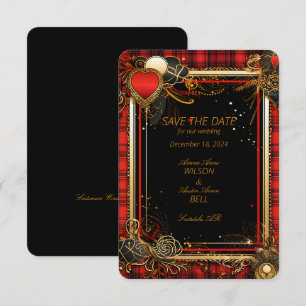 Christmas Red Black and Gold Wedding Save The Date