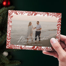 Christmas Red Botanical Frame Merriest Photo