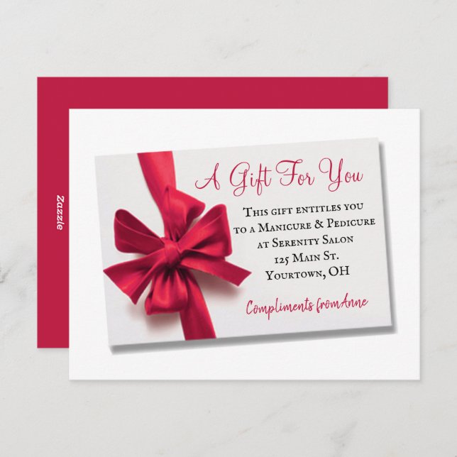 Christmas Red Bow Gift Card (Front/Back)