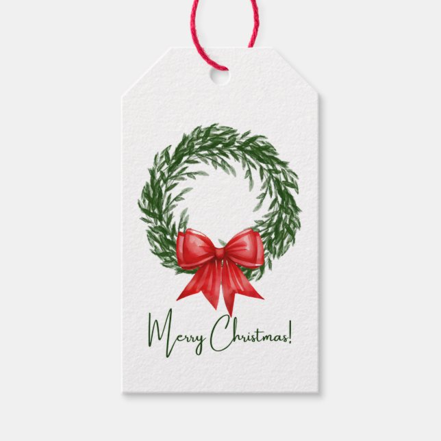 Christmas Red Bow Holiday Tag (Front)
