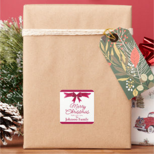 Christmas Red Bow Homemade Made With Love Custom Square Sticker