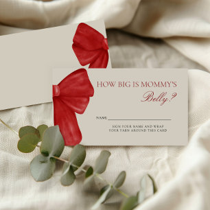 Christmas Red Bow Mummy Belly Guessing Game Enclosure Card