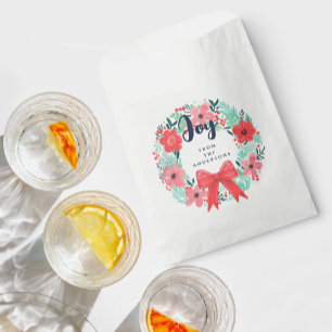 Christmas Red Bow Wreath Blue Joy Favour Bags