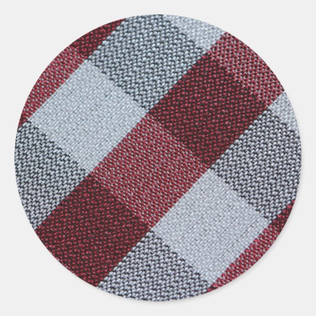 Christmas Red Buffalo Plaid Pattern Classic Round Sticker (Front)