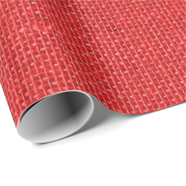 Christmas Red Burlap Wrapping Paper (Roll Corner)