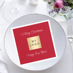 Christmas red business logo napkin