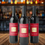 Christmas red business logo wine label<br><div class="desc">A classic red coloured background. Personalise and add your business,  company logo. Text: Merry Christmas. Happy New Year!
For company events,  parties,  marketing,  promotion.</div>