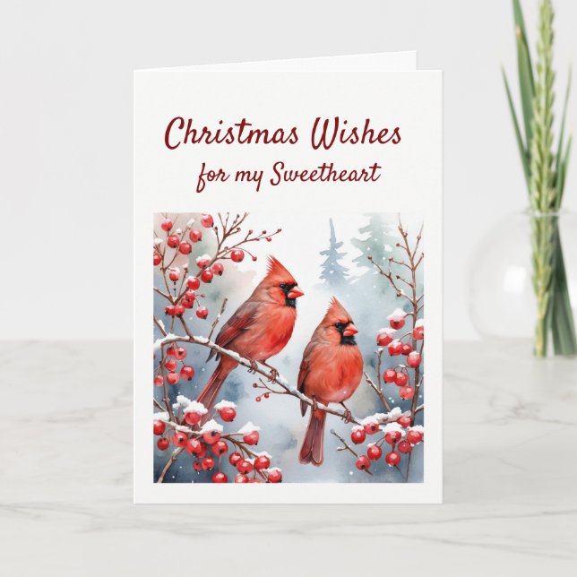 Christmas Red Cardinal Bird Sweetheart Friend  Holiday Card (Front)