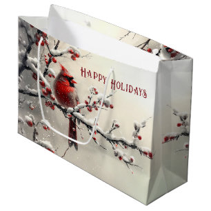 Christmas Red Cardinal Holiday Gift Bag