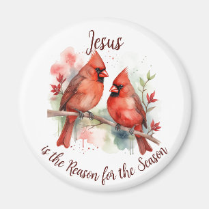 Christmas Red Cardinal Jesus Reason for Season Magnet