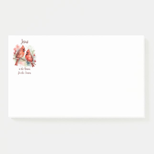 Christmas Red Cardinal Jesus Reason for Season Post-it Notes (Front)