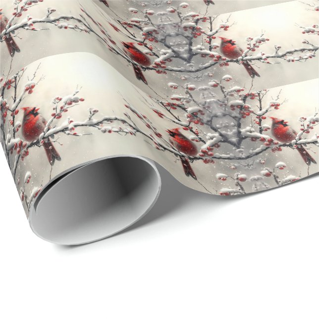 Christmas Red Cardinal Wrapping Paper (Roll Corner)
