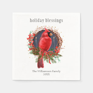 Christmas Red Cardinal Yule Solstice Boho Holiday Napkin