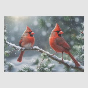 Christmas Red Cardinals on a Snowy Branch Tissue Paper