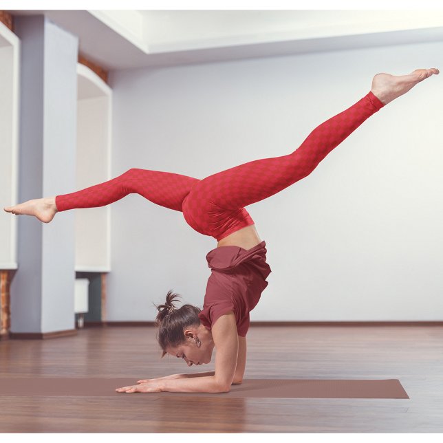 Christmas Red Chequered Gold Monogrammed Santa Elf Leggings (Christmas Red Checkered Gold Monogrammed Santa Elf Leggings)