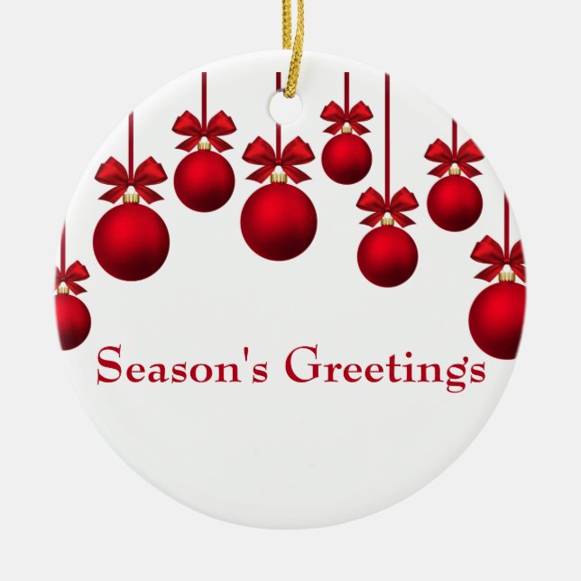 Christmas Red Christmas Balls with Ribbon Ceramic Tree Decoration (Front)