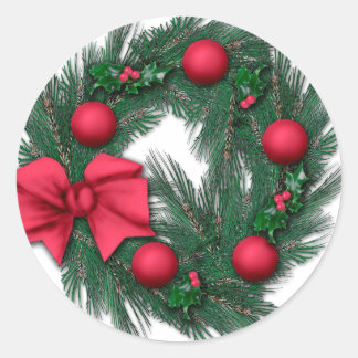 Christmas Red Classic Round Sticker