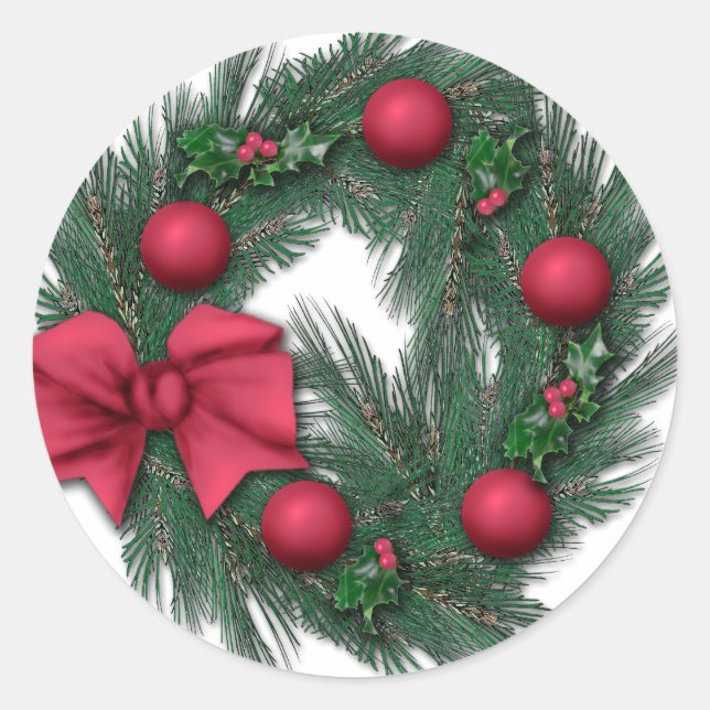Christmas Red Classic Round Sticker (Front)