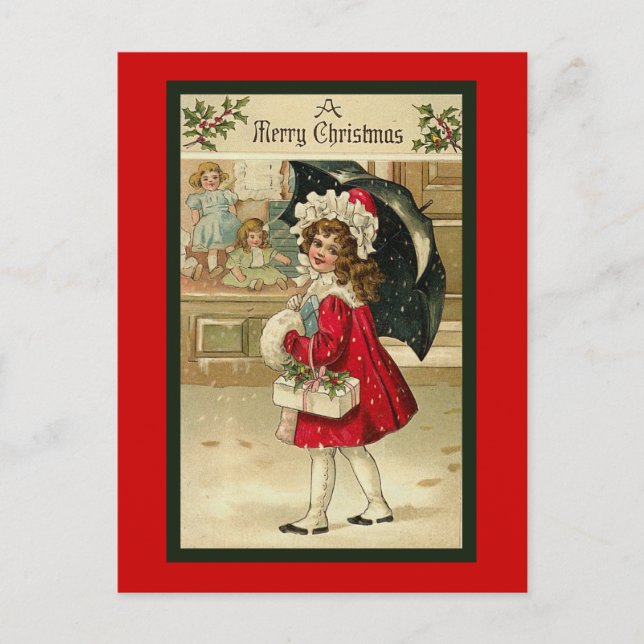 "Christmas Red Coat" Postcard (Front)