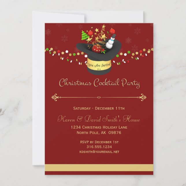 Christmas Red Cocktail Party Invitation (Front)
