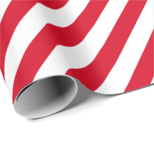 Christmas Red Colour White Stripes Xmas Holiday Wrapping Paper