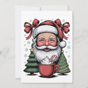 Christmas Red Coquette Santa Xmas Holiday Family Card