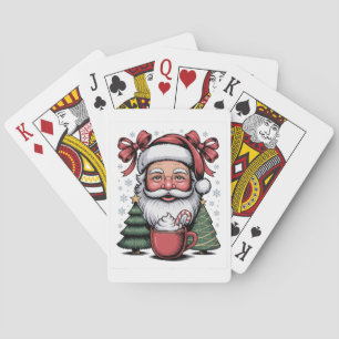 Christmas Red Coquette Santa Xmas Holiday Family Playing Cards