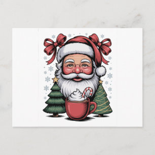Christmas Red Coquette Santa Xmas Holiday Family Postcard