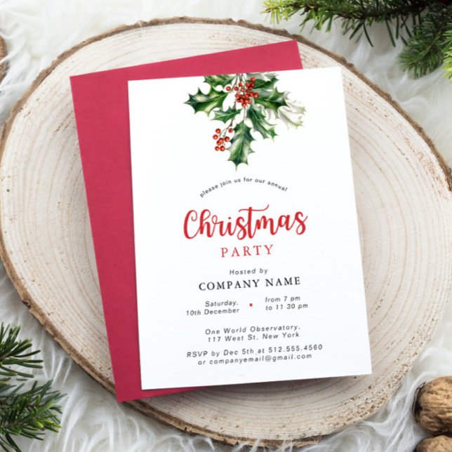 Christmas Red Corporate Holiday Party Inivitation Card (Creator Uploaded)