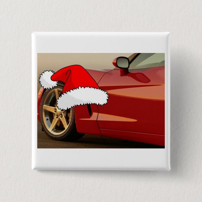 Christmas Red Corvette 15 Cm Square Badge (Front)