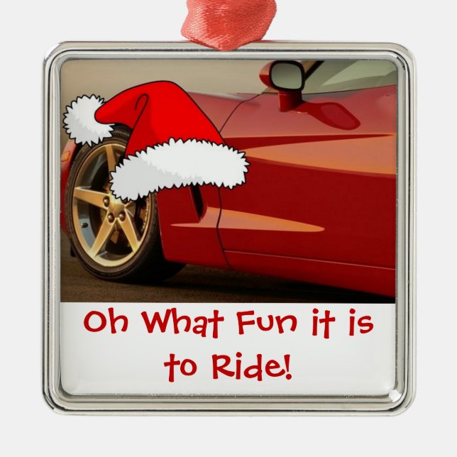 Christmas Red Corvette Gifts Metal Tree Decoration (Front)
