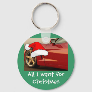Christmas Red Corvette Key Ring