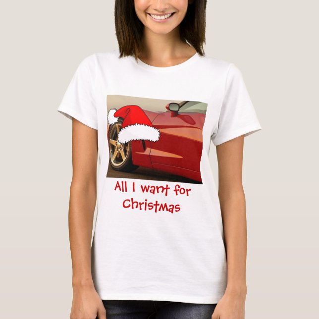Christmas Red Corvette T-Shirt (Front)