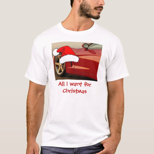 Christmas Red Corvette T-Shirt (Front)