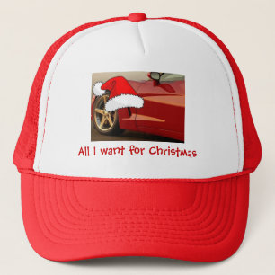 Christmas Red Corvette Trucker Hat